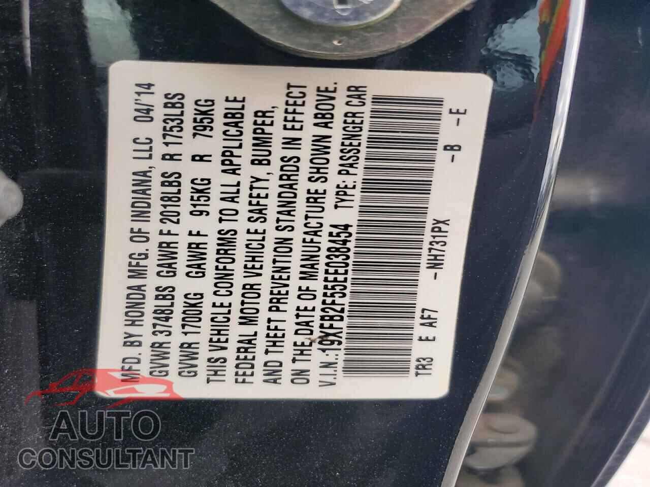 HONDA CIVIC 2014 - 19XFB2F55EE038454