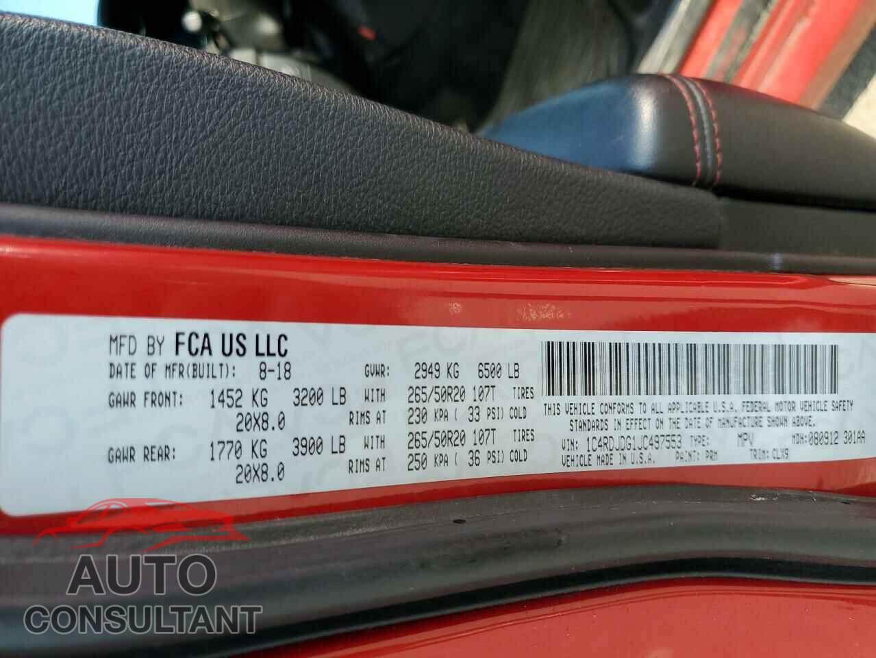 DODGE DURANGO 2018 - 1C4RDJDG1JC497553