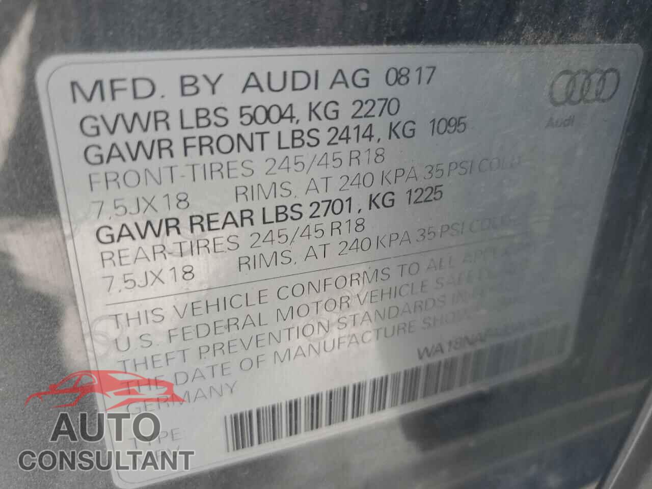 AUDI A4 2018 - WA18NAF48JA045889