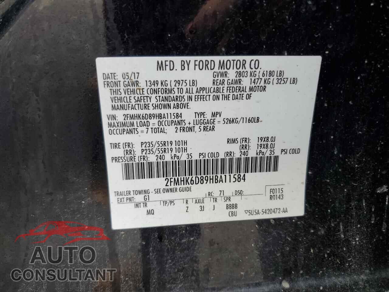 FORD FLEX 2017 - 2FMHK6D89HBA11584