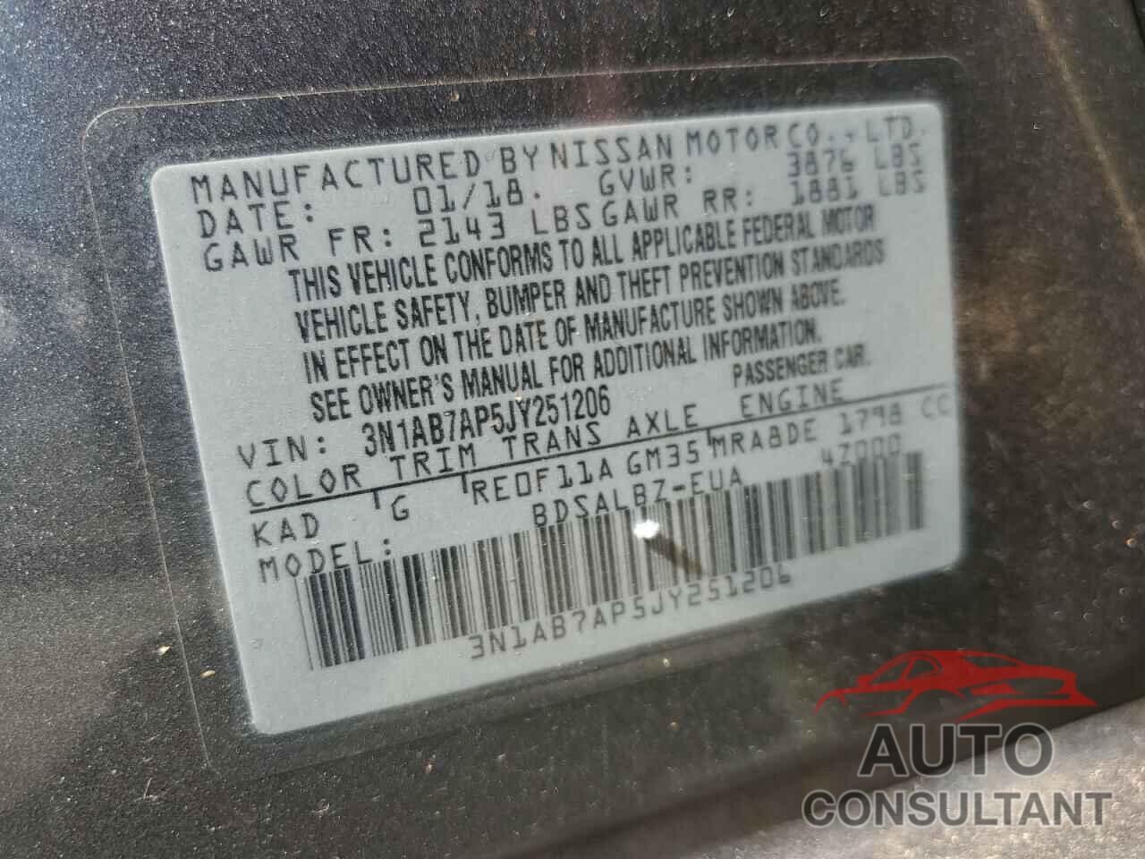 NISSAN SENTRA 2018 - 3N1AB7AP5JY251206