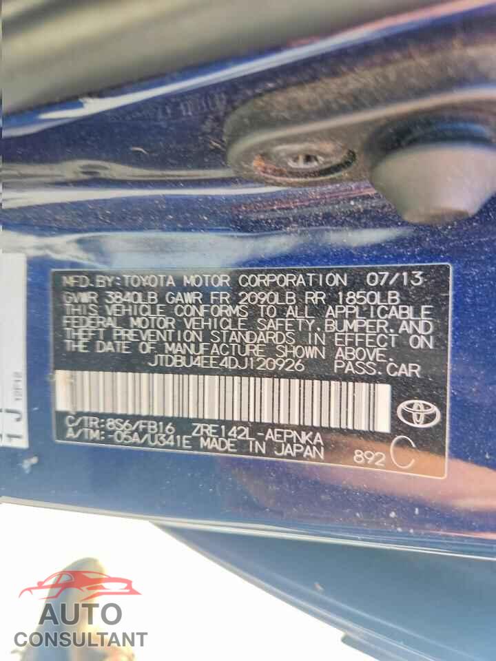 TOYOTA COROLLA 2013 - JTDBU4EE4DJ120926