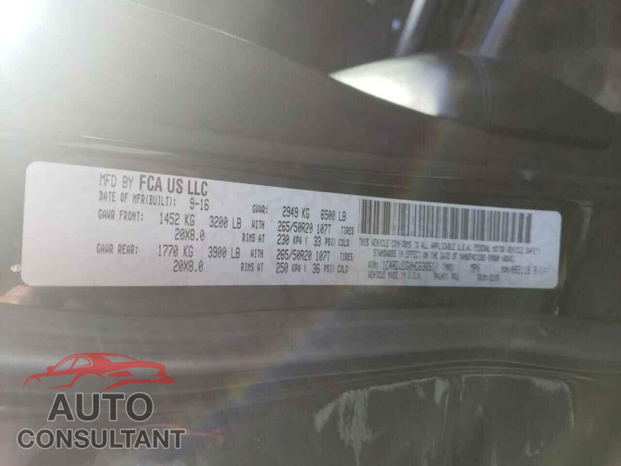 DODGE DURANGO 2017 - 1C4RDJDG0HC636517