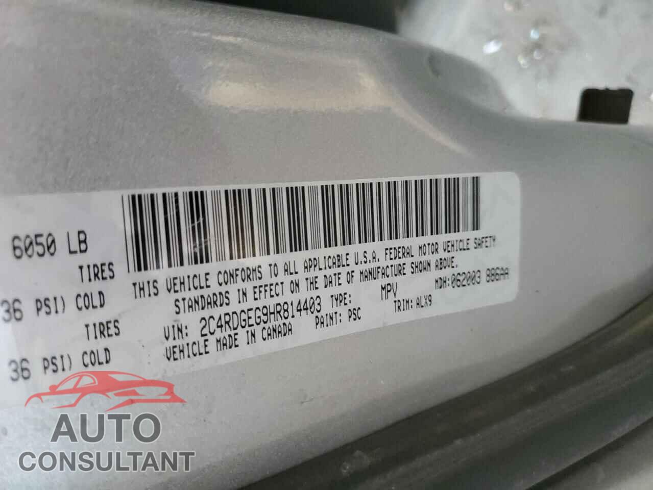 DODGE CARAVAN 2017 - 2C4RDGEG9HR814403