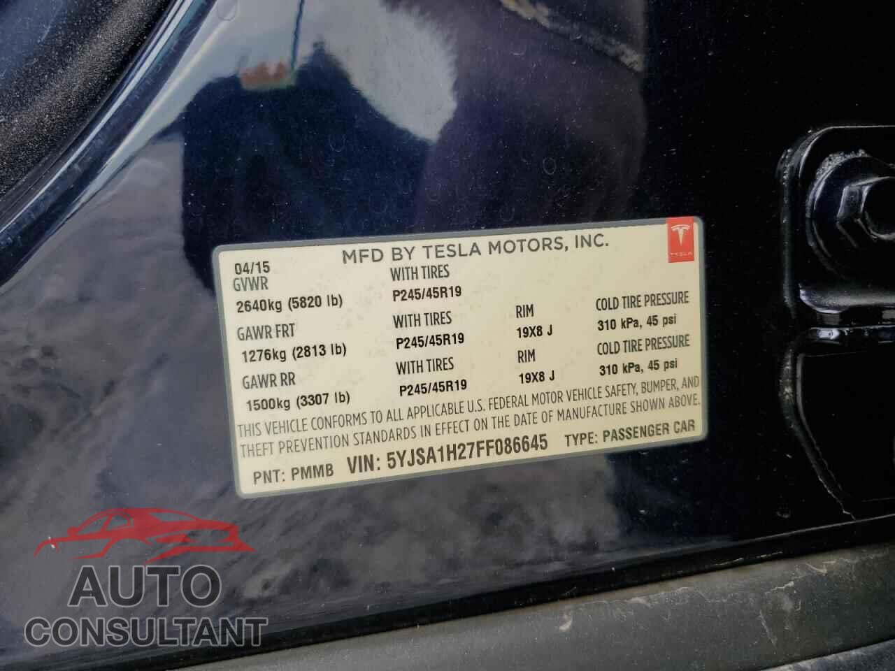 TESLA MODEL S 2015 - 5YJSA1H27FF086645