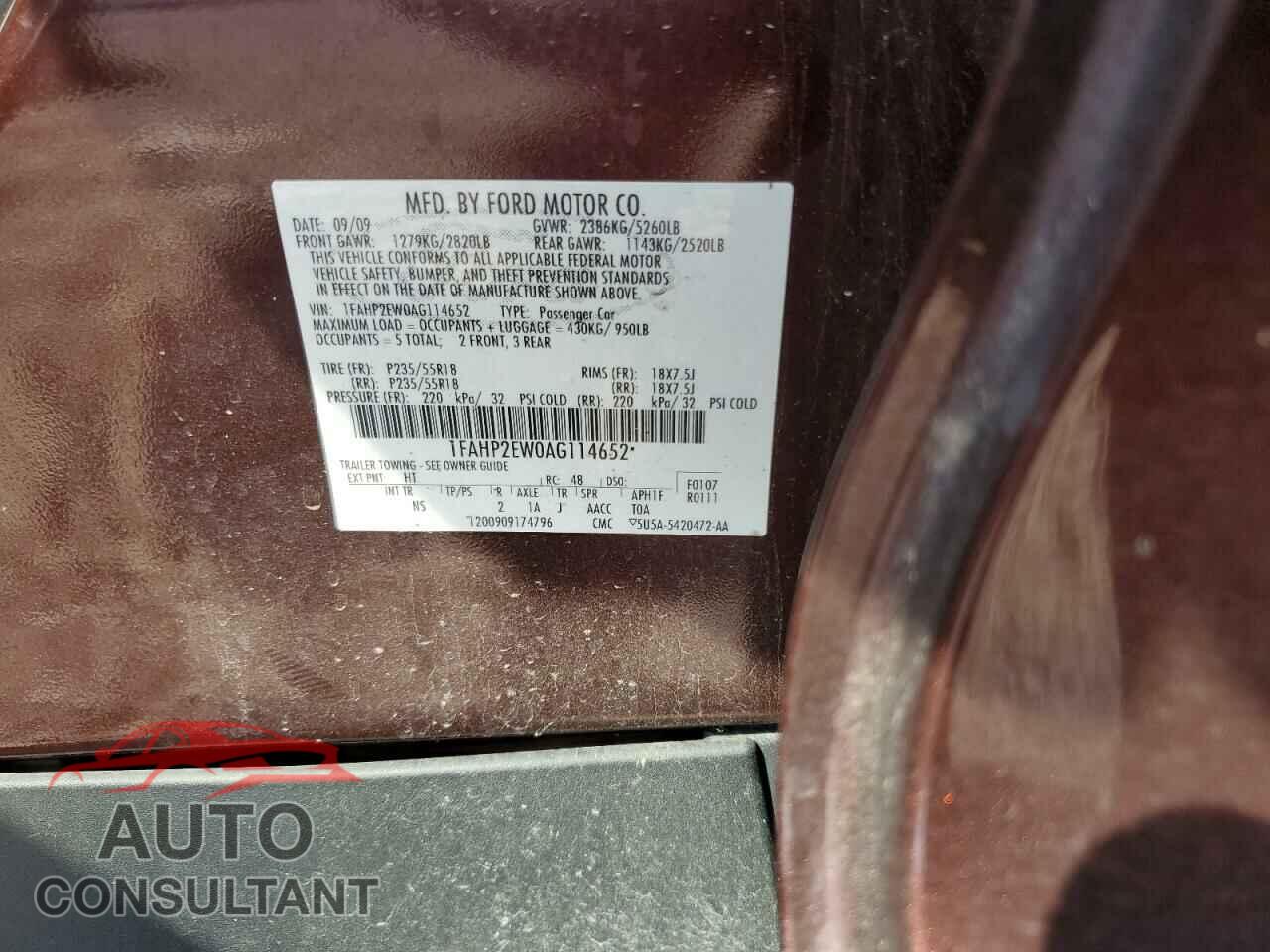 FORD TAURUS 2010 - 1FAHP2EW0AG114652