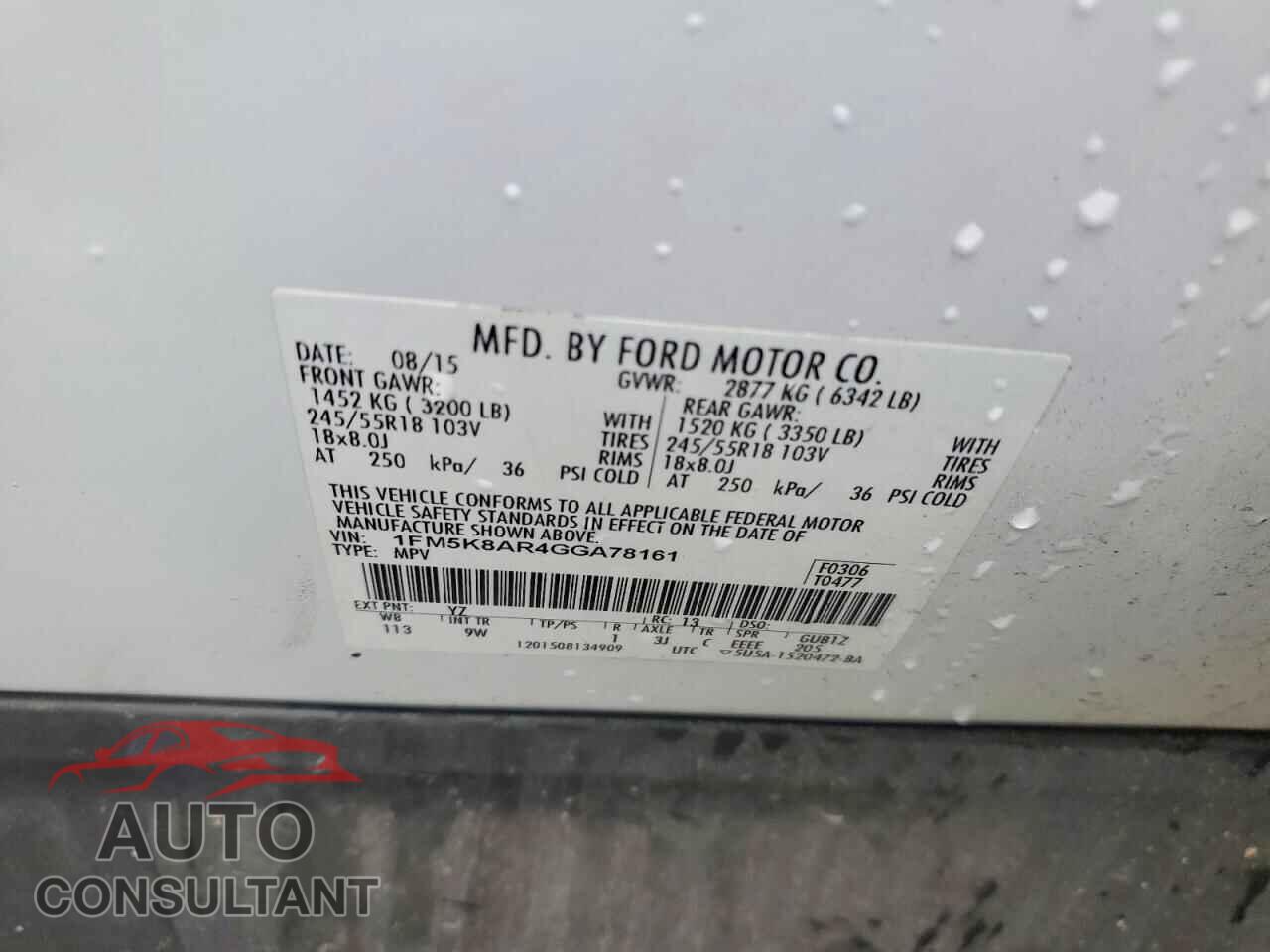 FORD EXPLORER 2016 - 1FM5K8AR4GGA78161
