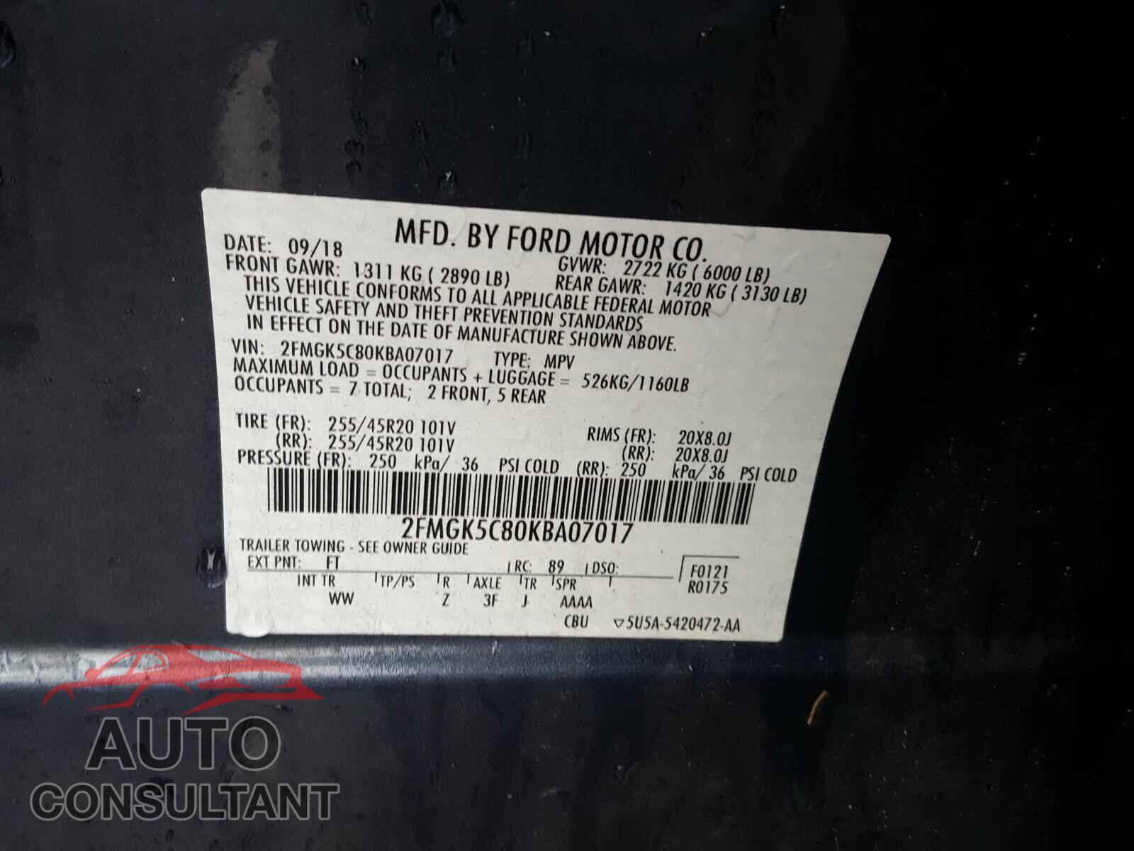 FORD FLEX 2019 - 2FMGK5C80KBA07017