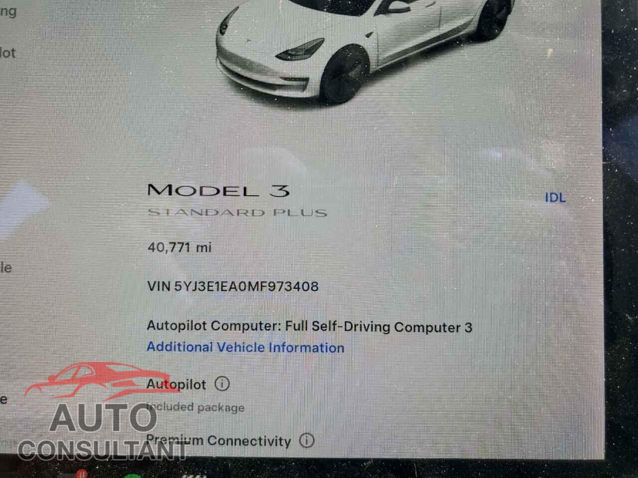 TESLA MODEL 3 2021 - 5YJ3E1EA0MF973408