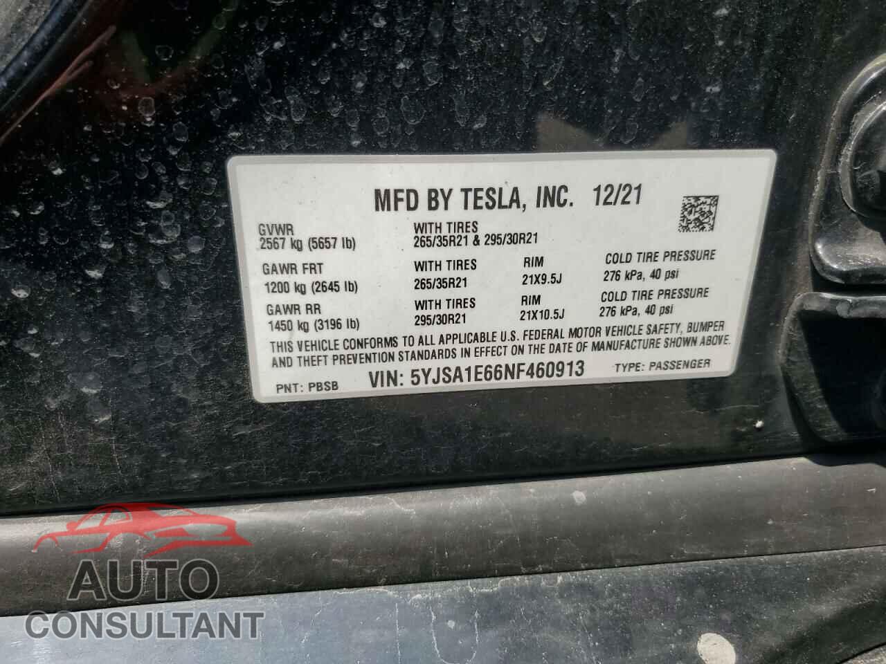 TESLA MODEL S 2022 - 5YJSA1E66NF460913