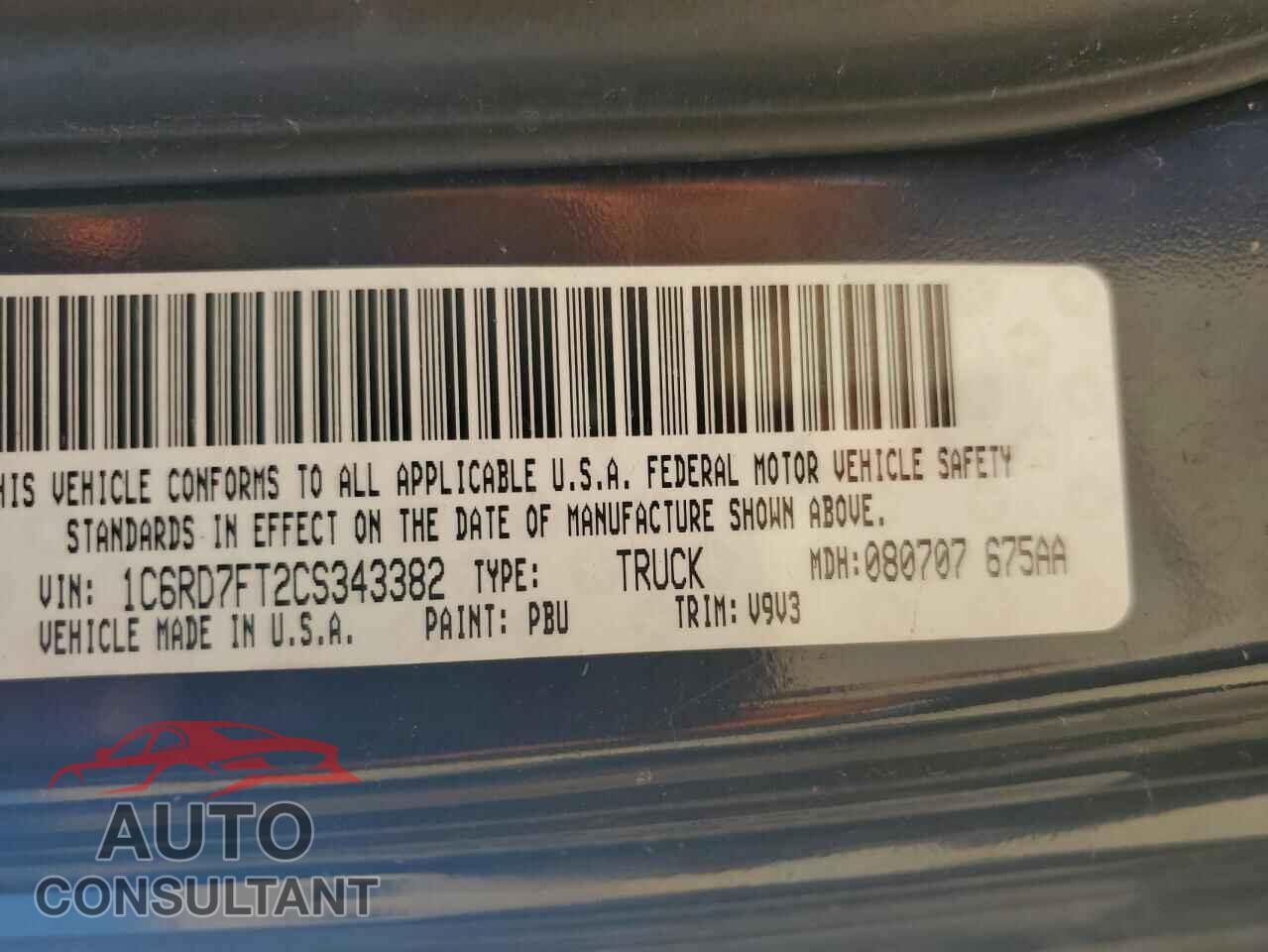 DODGE RAM 1500 2012 - 1C6RD7FT2CS343382