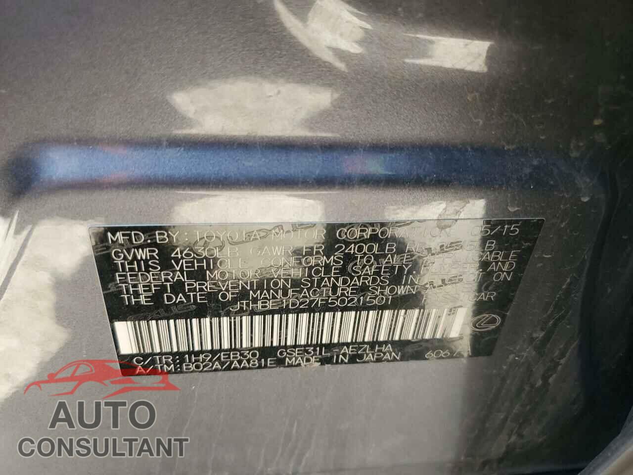 LEXUS IS 2015 - JTHBE1D27F5021501