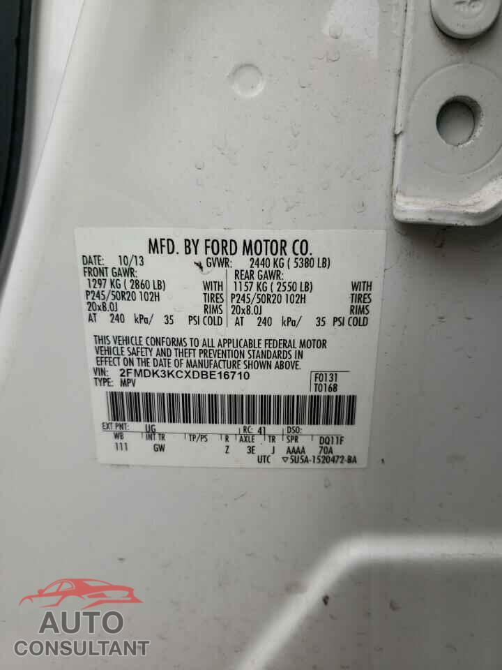 FORD EDGE 2013 - 2FMDK3KCXDBE16710