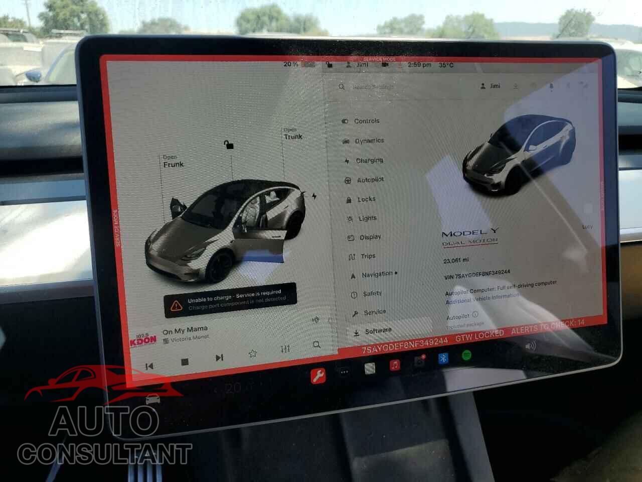 TESLA MODEL Y 2022 - 7SAYGDEF8NF349244