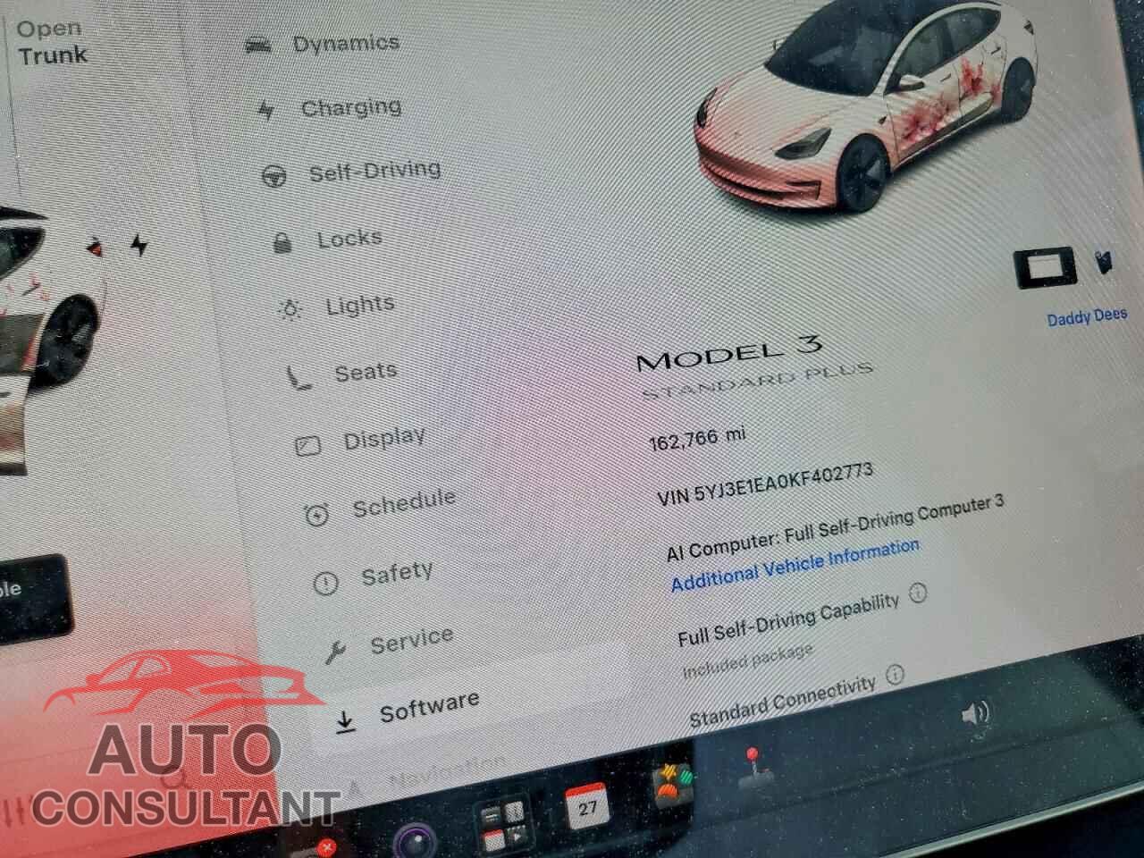 TESLA MODEL 3 2019 - 5YJ3E1EA0KF402773