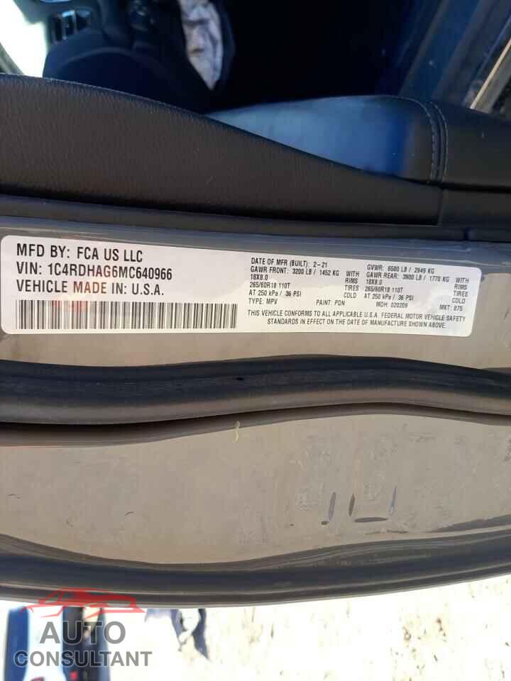 DODGE DURANGO 2021 - 1C4RDHAG6MC640966