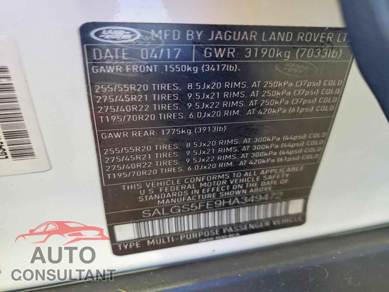 LAND ROVER RANGEROVER 2017 - SALGS5FE9HA349472