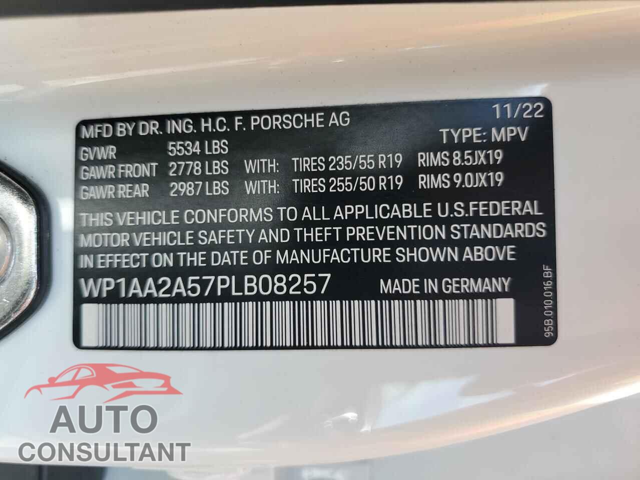 PORSCHE MACAN BASE 2023 - WP1AA2A57PLB08257
