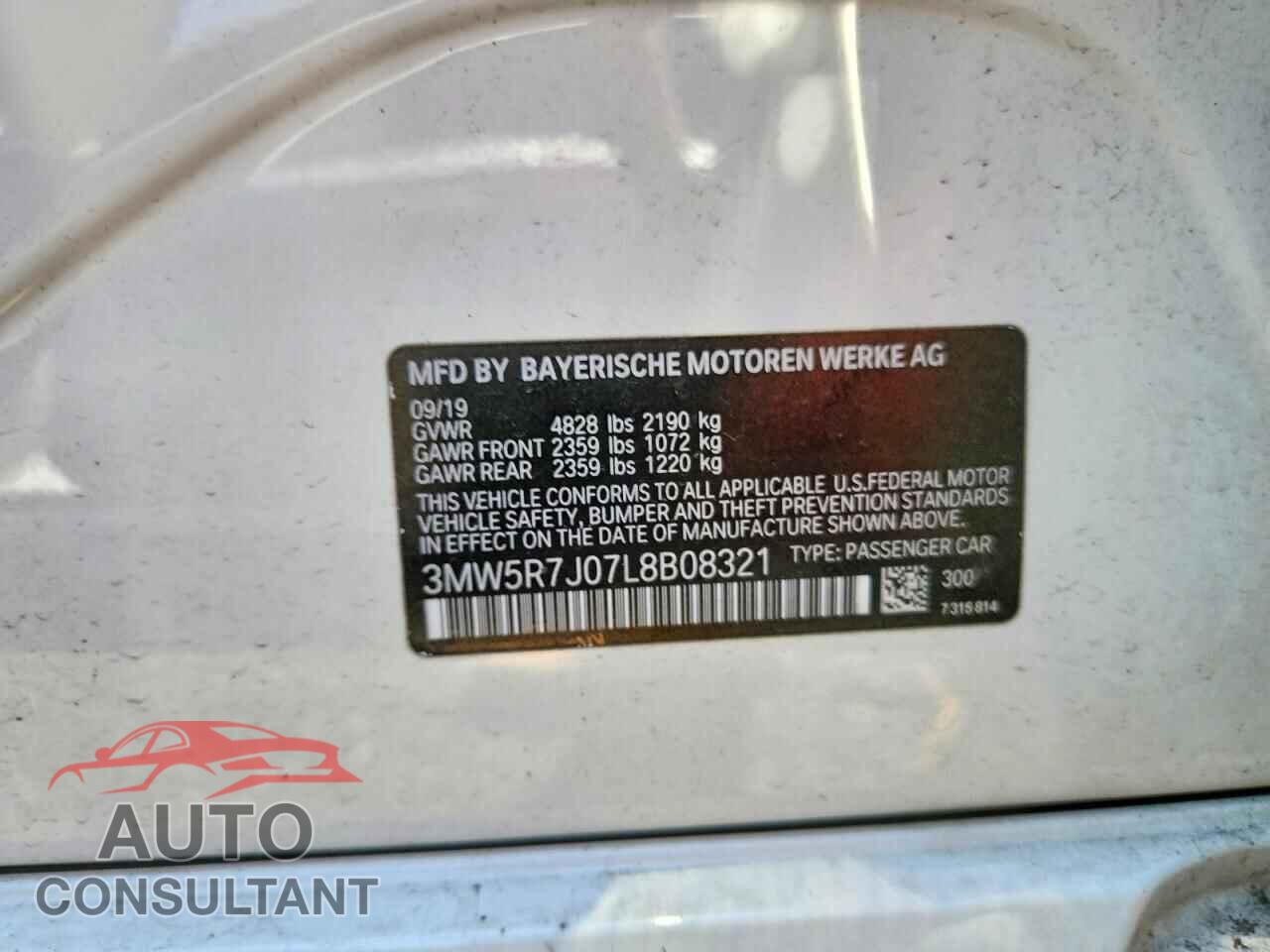 BMW 3 SERIES 2020 - 3MW5R7J07L8B08321