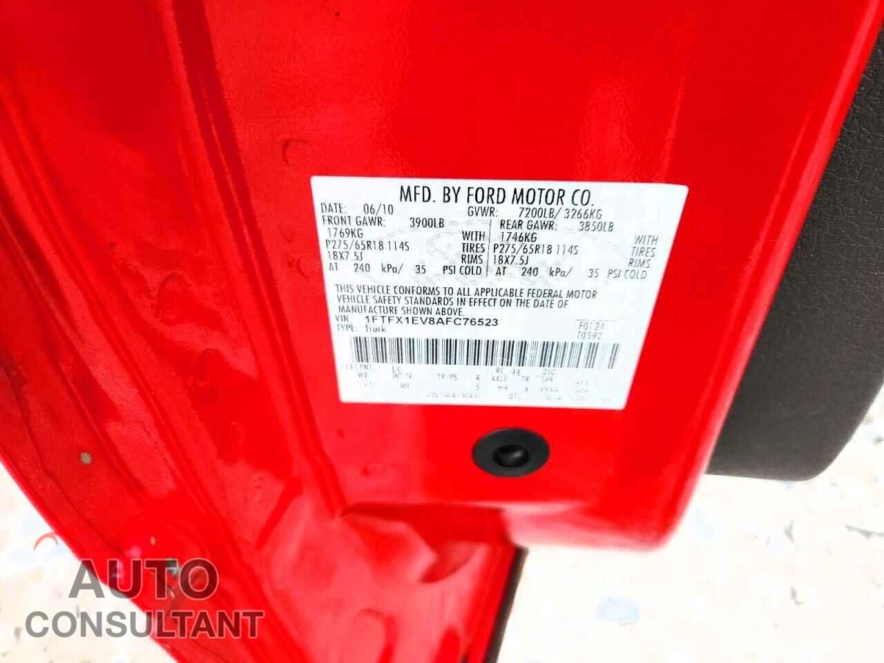 FORD F150 2010 - 1FTFX1EV8AFC76523