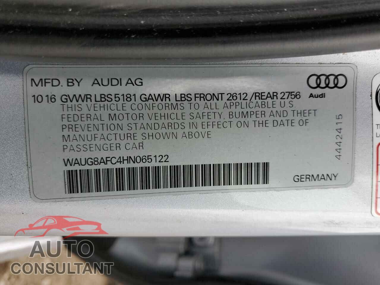 AUDI A6 2017 - WAUG8AFC4HN065122