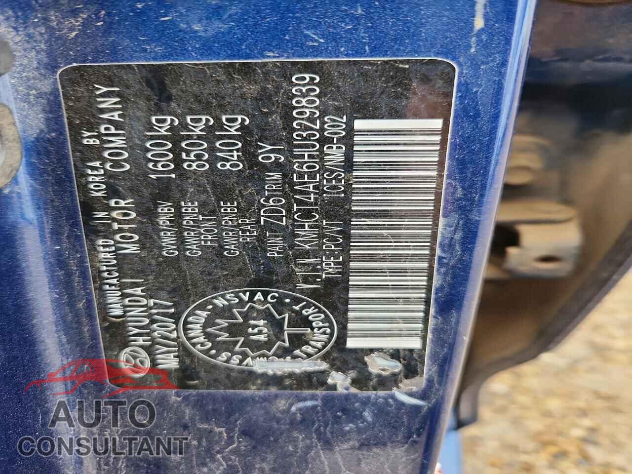 HYUNDAI ACCENT 2017 - KMHCT4AE6HU329839
