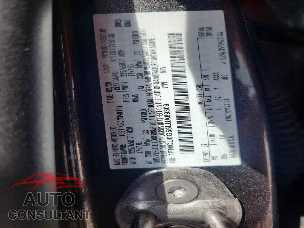 FORD ESCAPE 2020 - 1FMCU0G65LUA89309