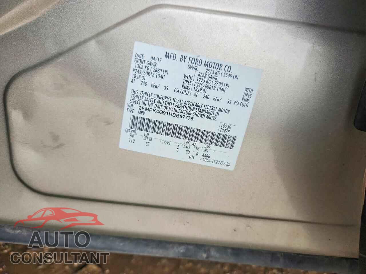 FORD EDGE 2017 - 2FMPK4G91HBB87775