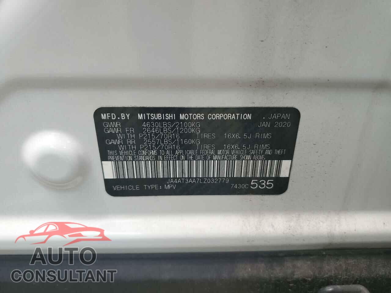 MITSUBISHI ECLIPSE 2020 - JA4AT3AA7LZ032779