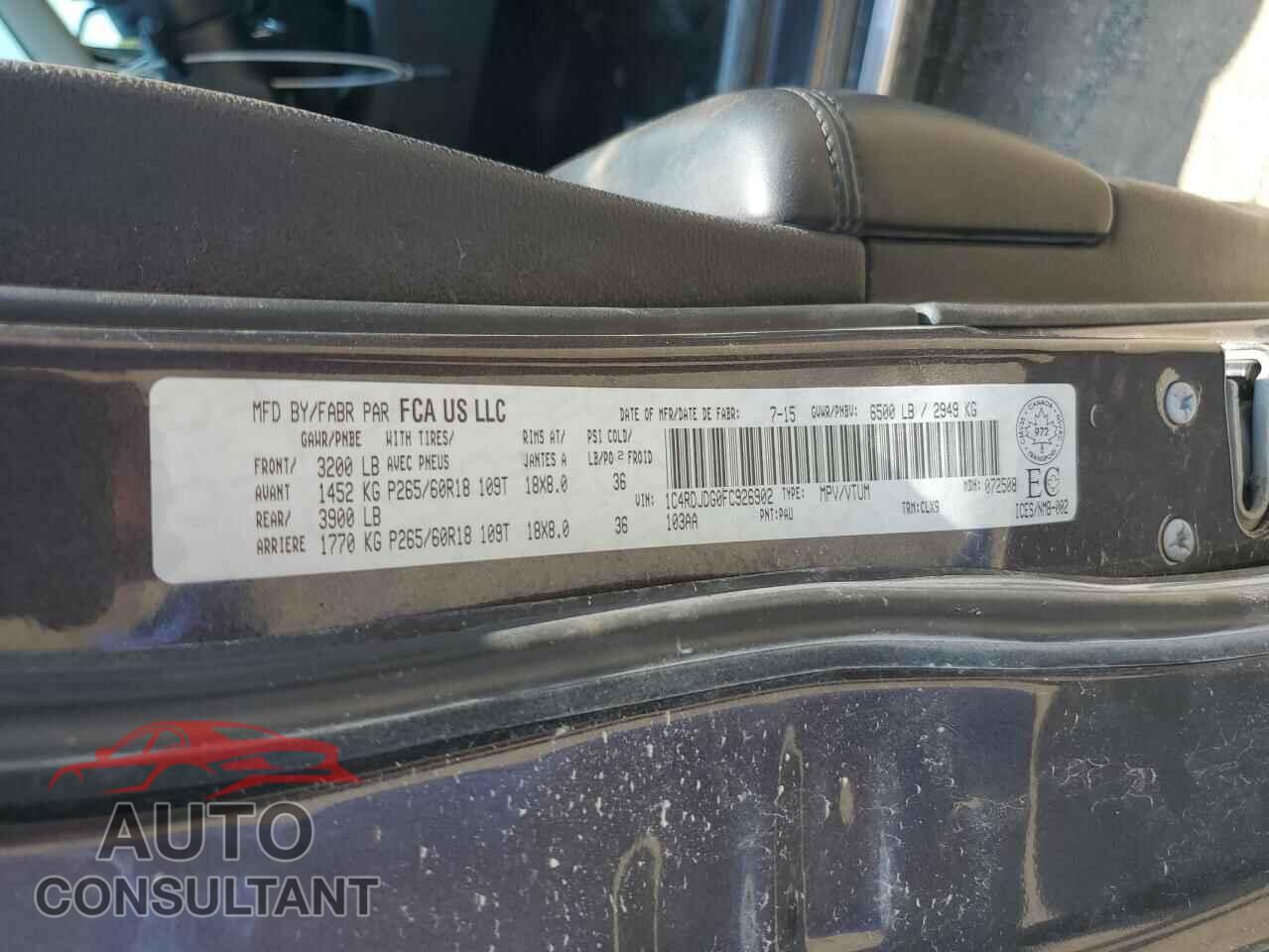 DODGE DURANGO 2015 - 1C4RDJDG0FC926902