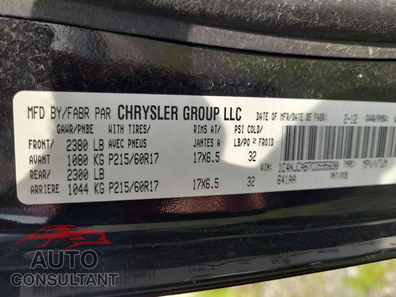 JEEP COMPASS 2012 - 1C4NJCAB7CD595690
