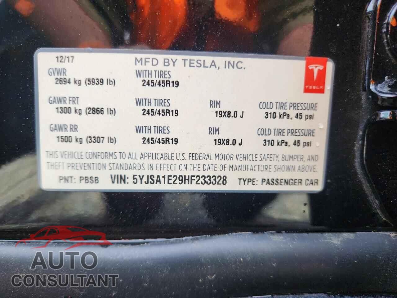 TESLA MODEL S 2017 - 5YJSA1E29HF233328