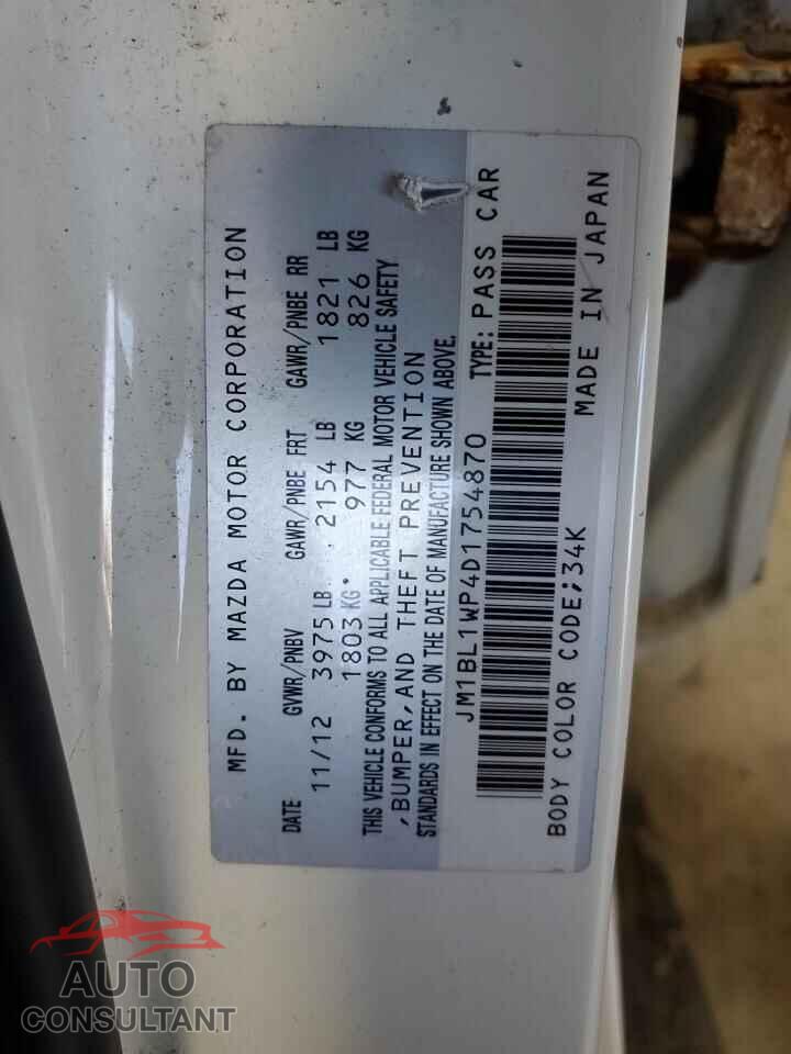 MAZDA 3 2013 - JM1BL1WP4D1754870