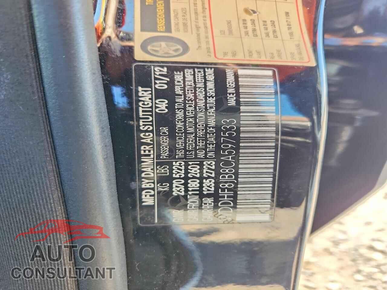 MERCEDES-BENZ E-CLASS 2012 - WDDHF8JB8CA597533