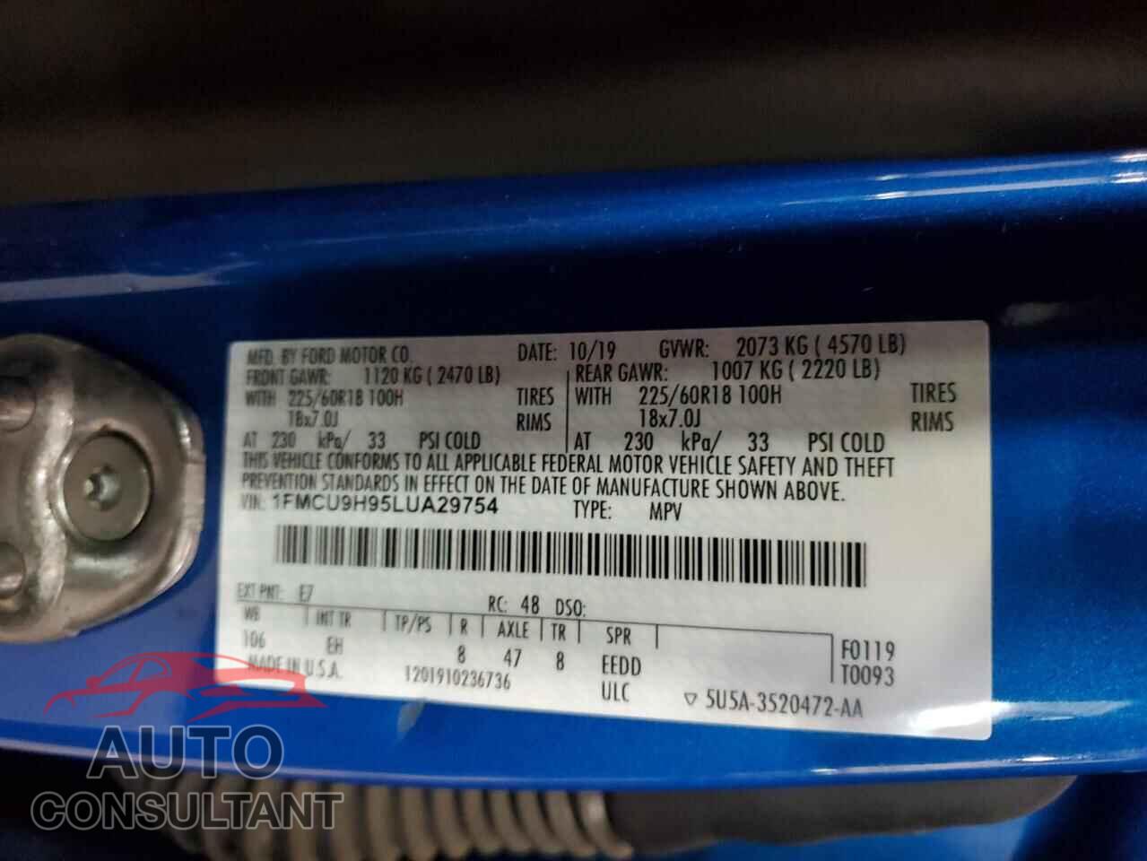 FORD ESCAPE 2020 - 1FMCU9H95LUA29754