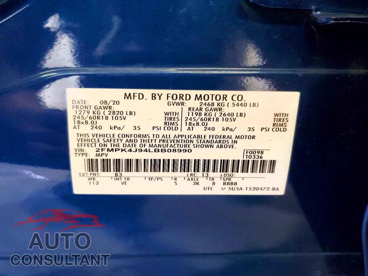 FORD EDGE 2020 - 2FMPK4J94LBB08990