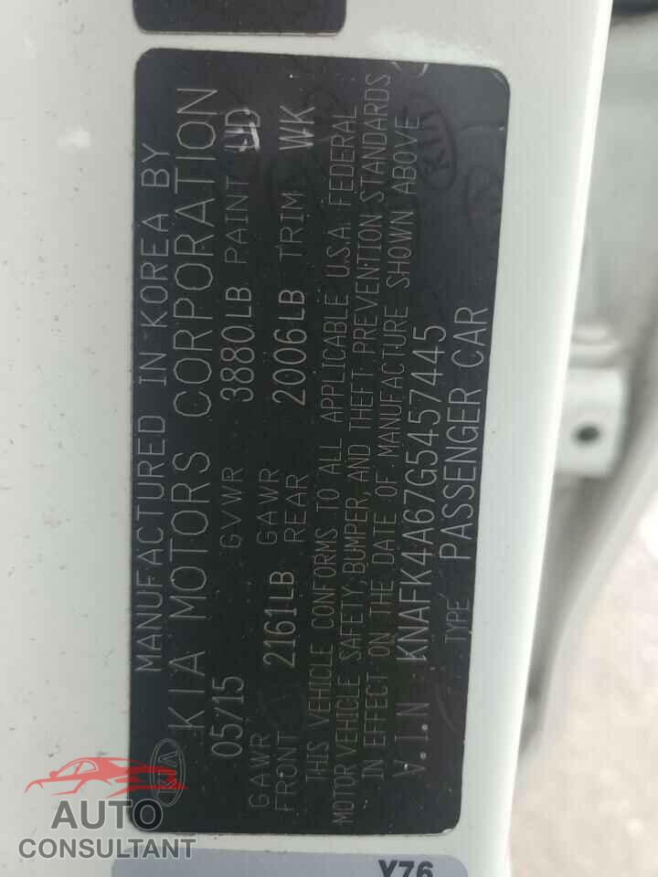 KIA FORTE 2016 - KNAFK4A67G5457445