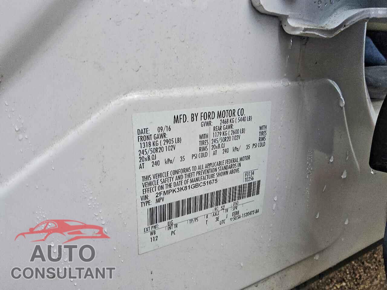 FORD EDGE 2016 - 2FMPK3K81GBC51675