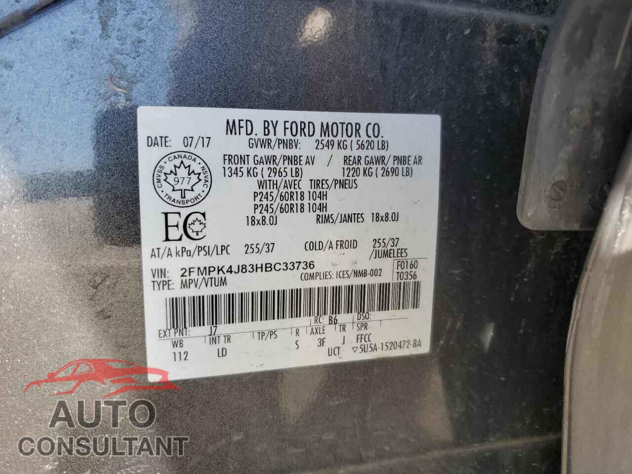 FORD EDGE 2017 - 2FMPK4J83HBC33736