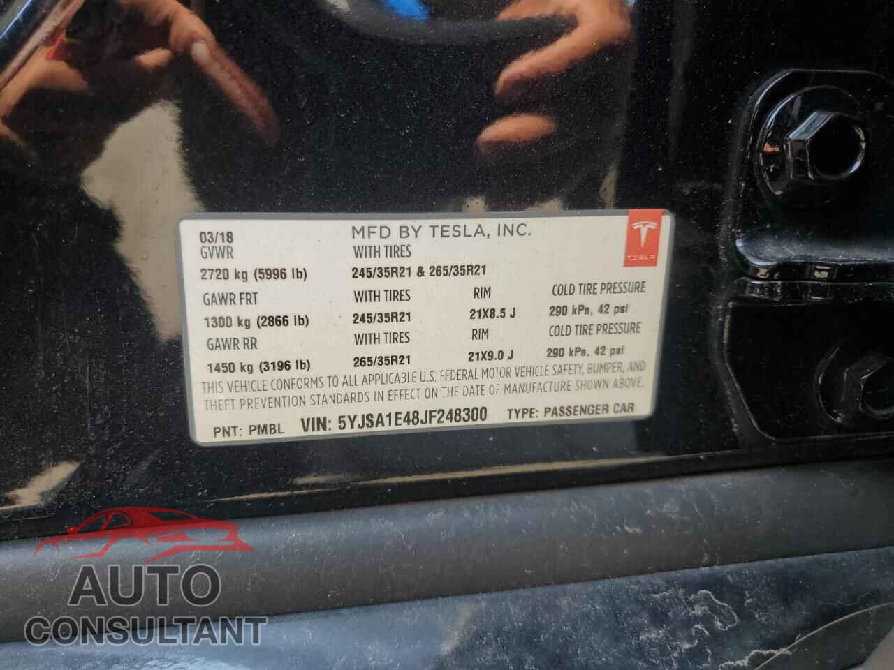 TESLA MODEL S 2018 - 5YJSA1E48JF248300