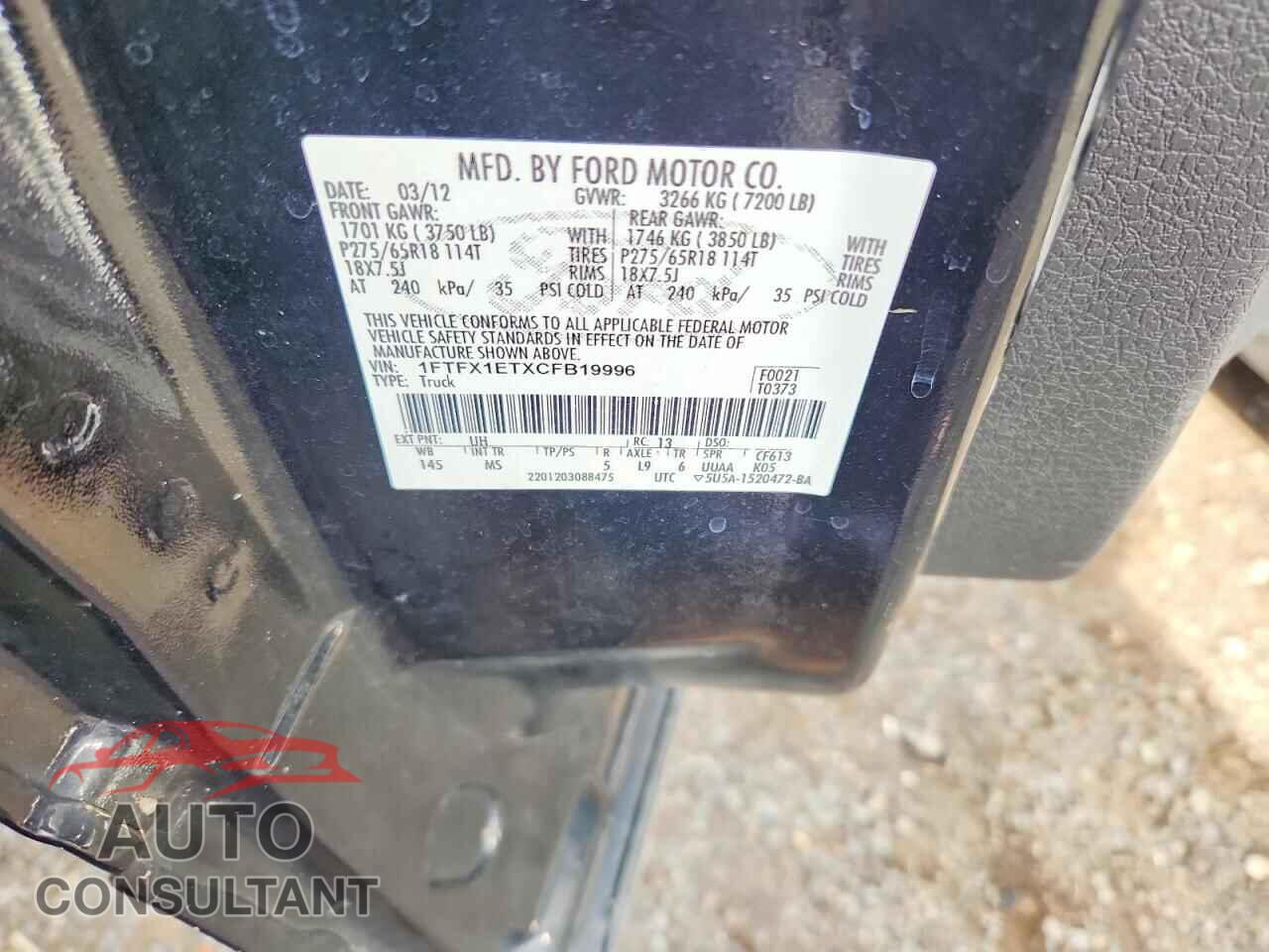 FORD F150 2012 - 1FTFX1ETXCFB19996