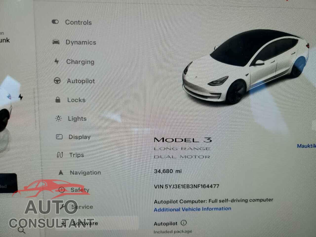 TESLA MODEL 3 2022 - 5YJ3E1EB3NF164477