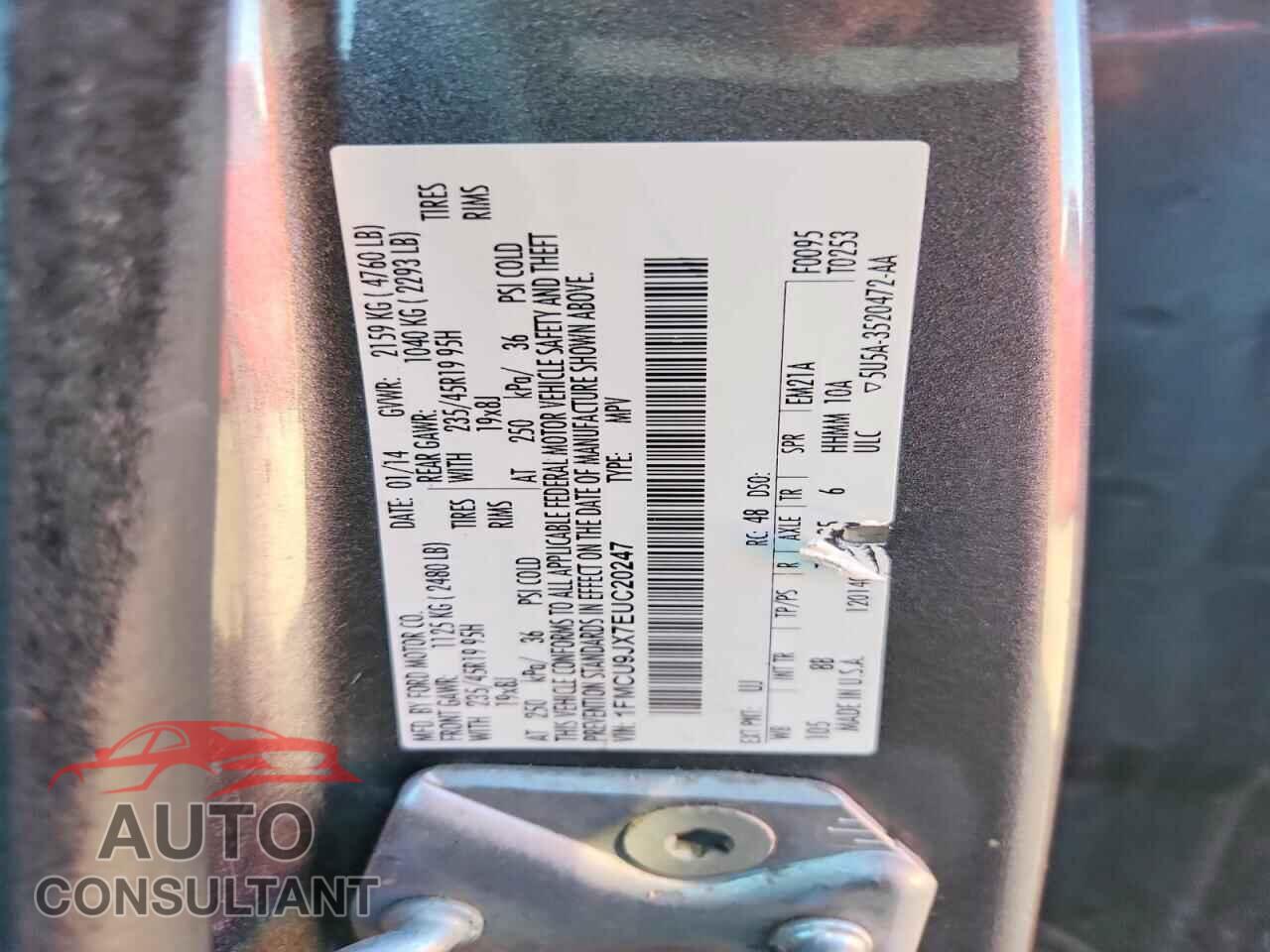 FORD ESCAPE 2014 - 1FMCU9JX7EUC20247