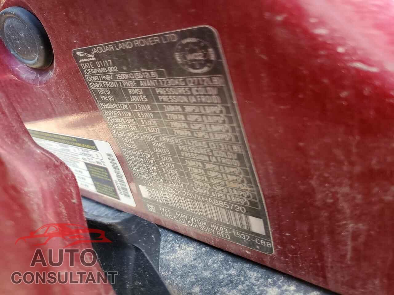 JAGUAR F-PACE 2017 - SADCK2BVXHA885720