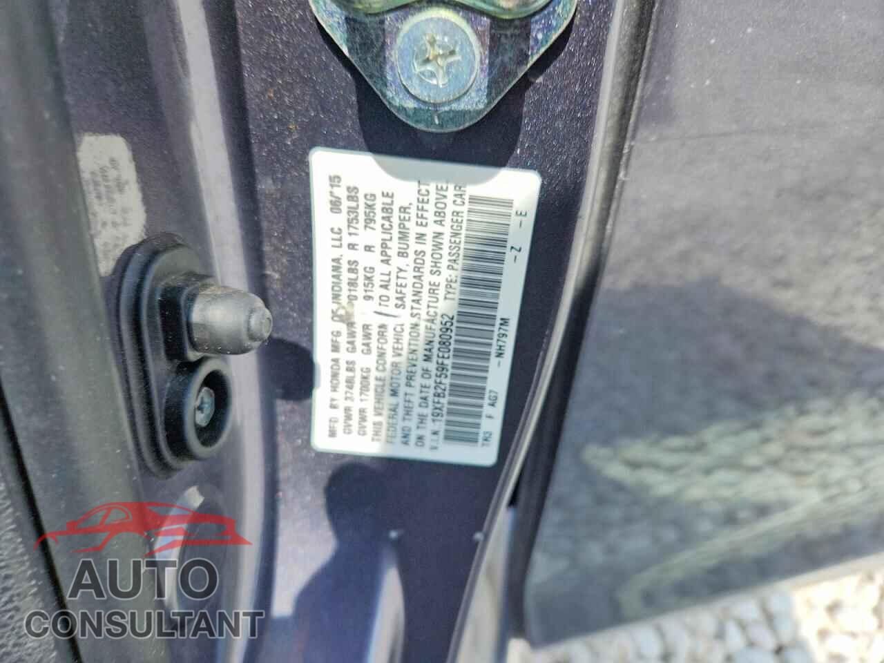 HONDA CIVIC 2015 - 19XFB2F59FE080952