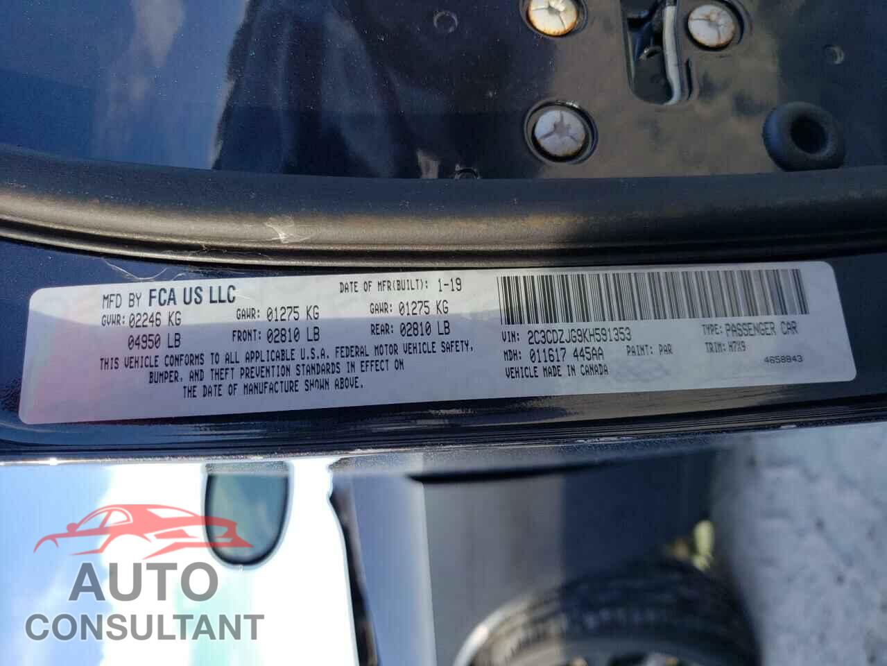 DODGE CHALLENGER 2019 - 2C3CDZJG9KH591353