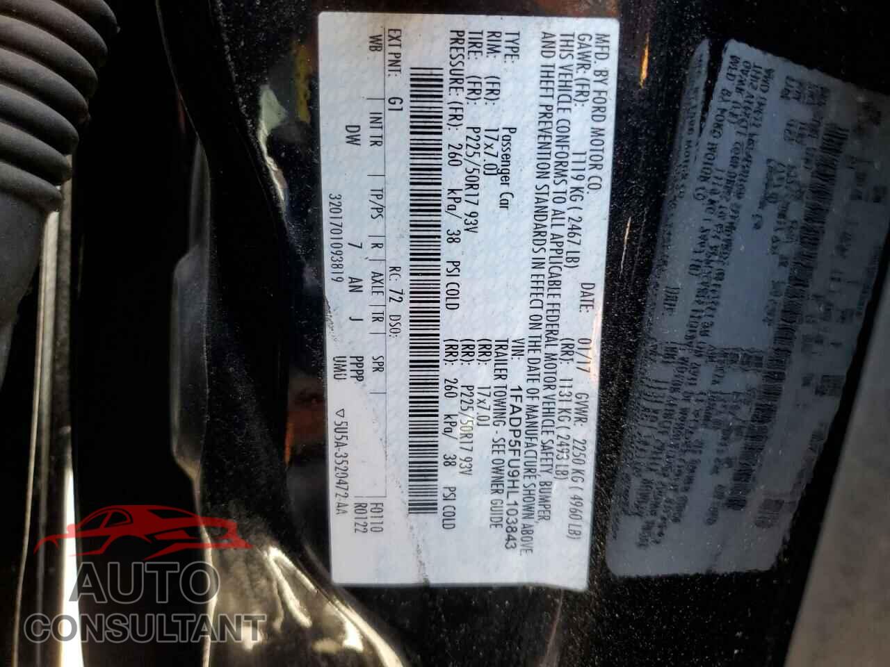 FORD CMAX 2017 - 1FADP5FU9HL103843