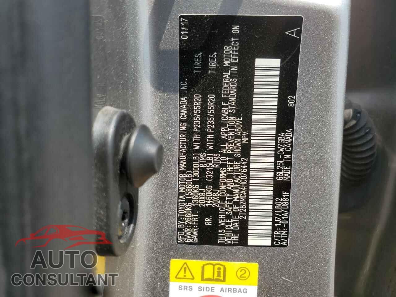 LEXUS RX350 2017 - 2T2BZMCA4HC076442