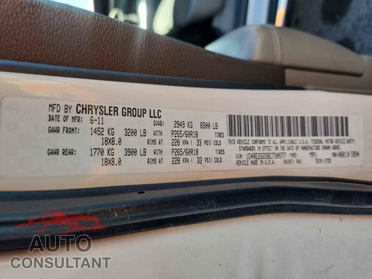 DODGE DURANGO 2011 - 1D4RE2GG5BC730577