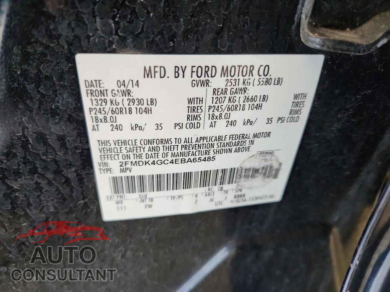 FORD EDGE 2014 - 2FMDK4GC4EBA65485